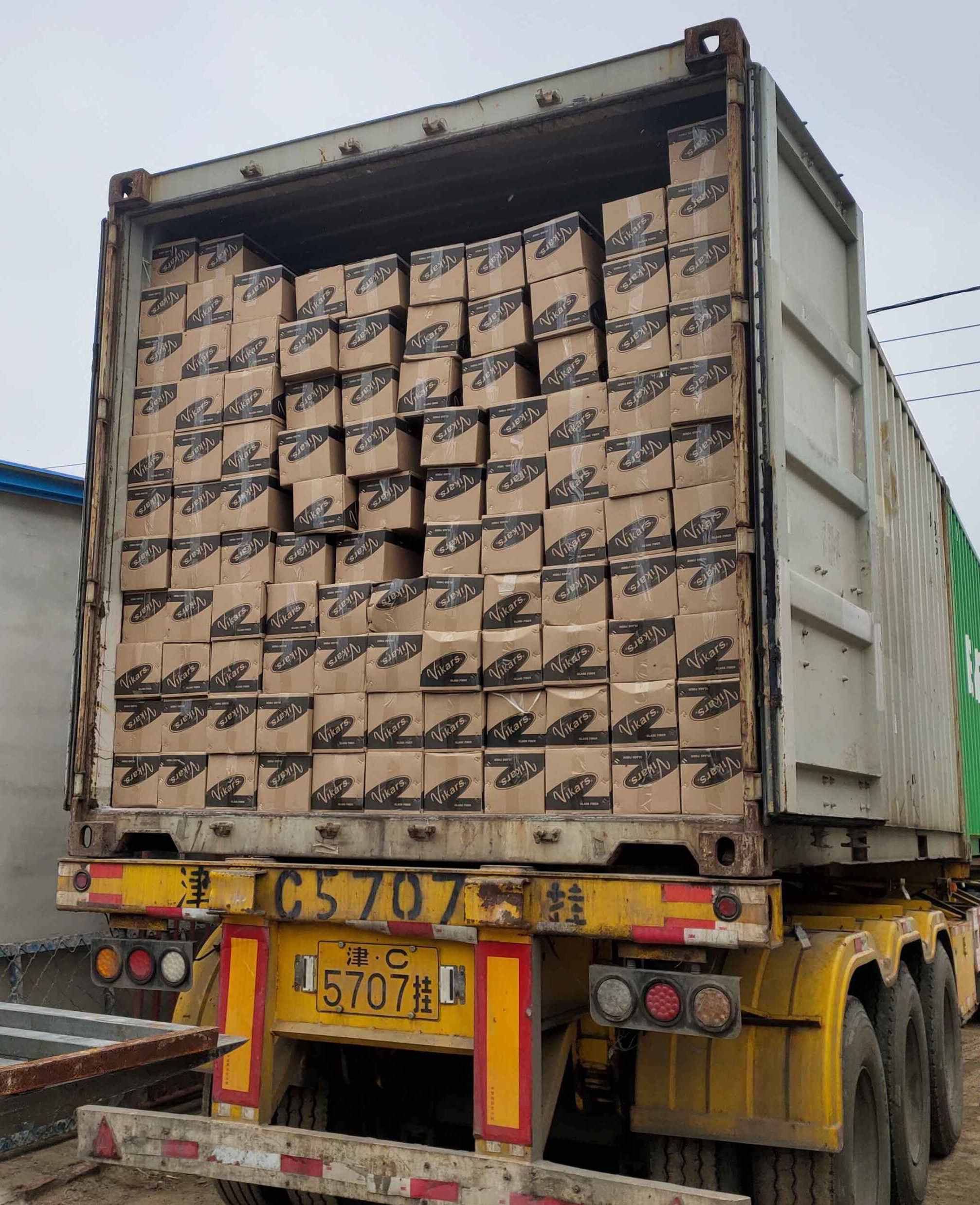 The fiberglass window screens sent to Bangladesh are being boxed